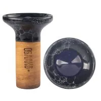 Чаша глиняная Облако Flow (Синий на черно-белом мраморе)