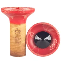 Чаша глиняная Облако Flow (Синий на малиново-белом мраморе)