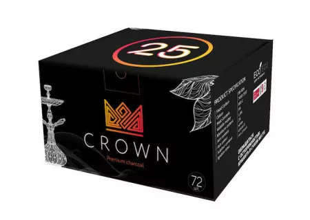 Уголь кокосовый Crown 25 mm 72шт
